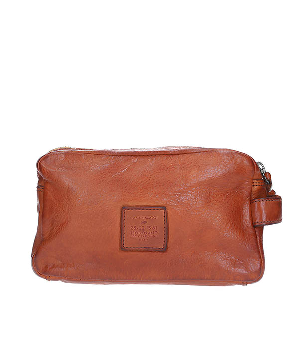 Cognac Leather Toiletry Bag Campomaggi