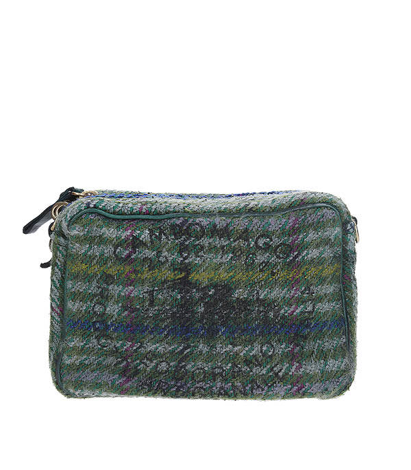 Mini Sac Bandoulière en Jacquard et Cuir Vert Campomaggi