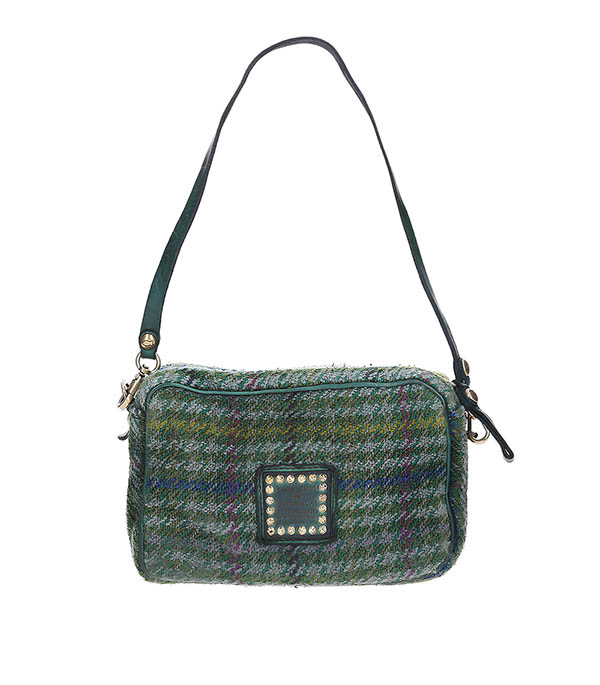 Campomaggi Mini Shoulder Bag in Jacquard and Green Leather