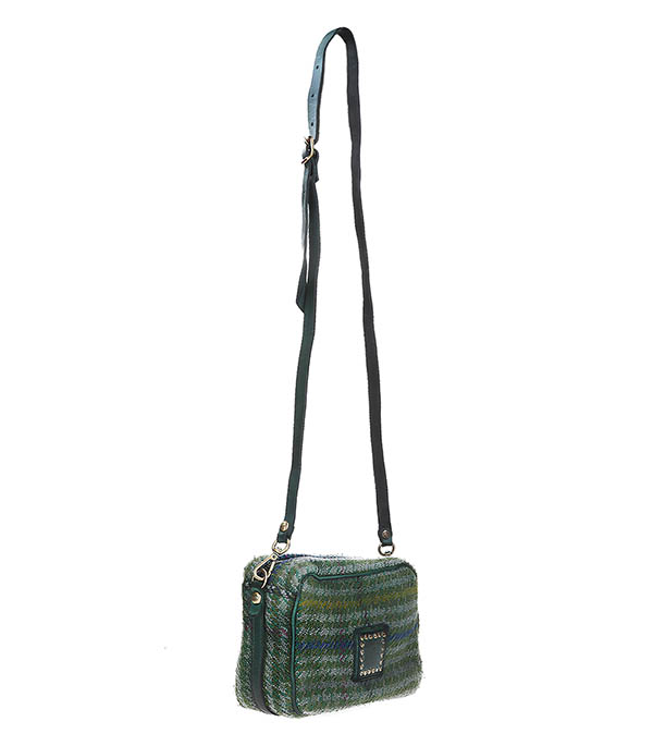 Campomaggi Mini Shoulder Bag in Jacquard and Green Leather