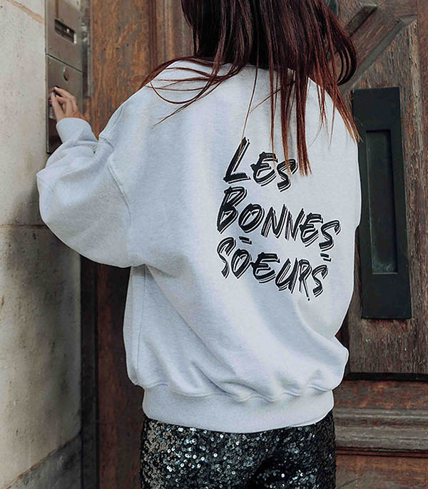 Sweat-shirt Babe Gris Chiné Clair LES BONNES SOEURS