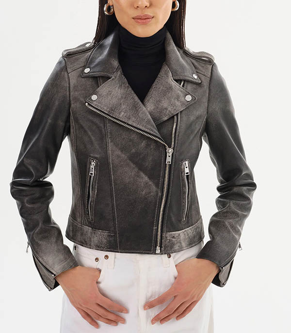 Leather jacket Donna Fossil Grey LAMARQUE