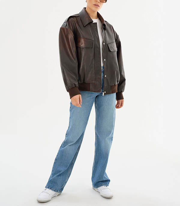 Leather bomber Trevanna Rub Off Brown LAMARQUE