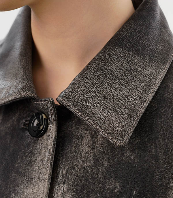 Veste en cuir Presley Fossil Grey  LAMARQUE