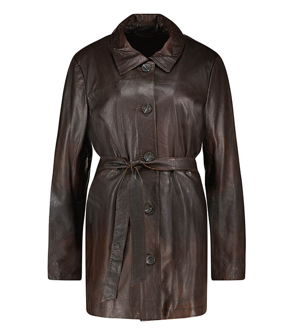 Marlowe leather trench coat Rub Off Brown LAMARQUE