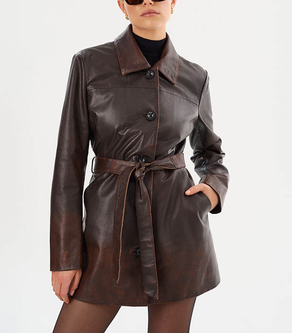 Trench en cuir Marlowe Rub Off Brown  LAMARQUE