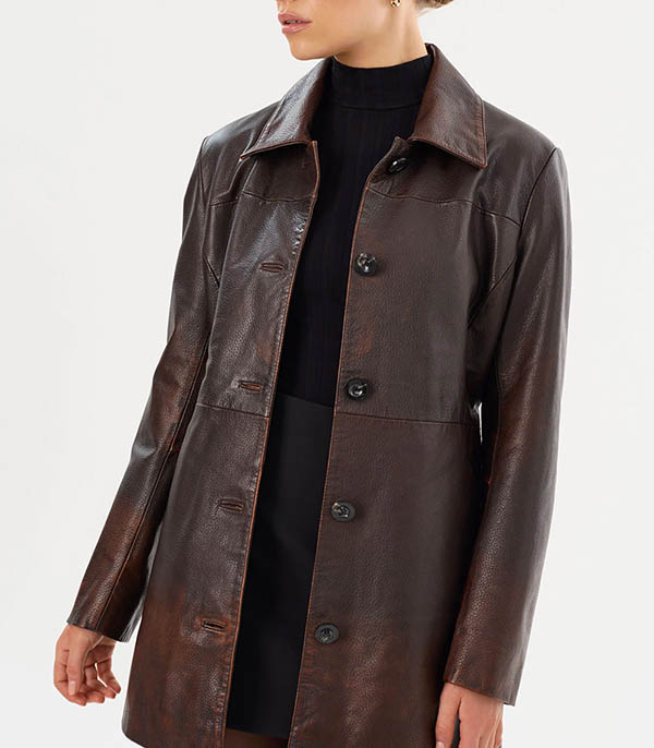 Marlowe leather trench coat Rub Off Brown LAMARQUE