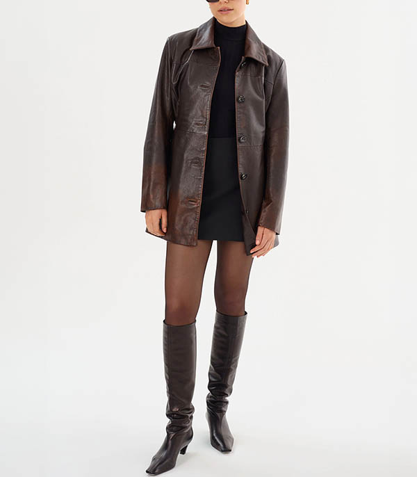 Marlowe leather trench coat Rub Off Brown LAMARQUE