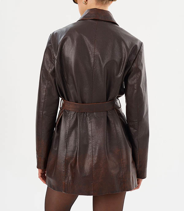 Trench en cuir Marlowe Rub Off Brown  LAMARQUE