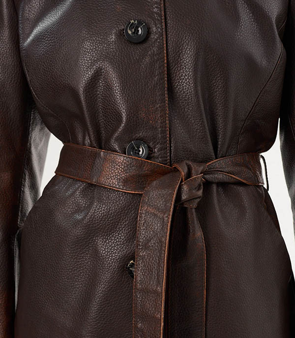 Marlowe leather trench coat Rub Off Brown LAMARQUE