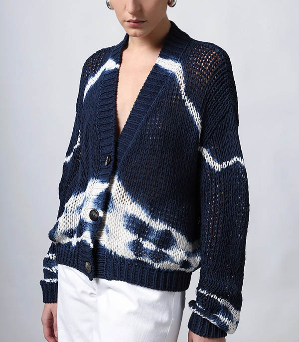 Cardigan en coton Batik Blu Roberto Collina