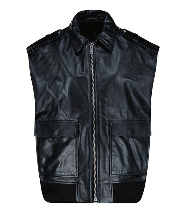 Veste en Cuir Sans Manches Sonnie Black Anine Bing