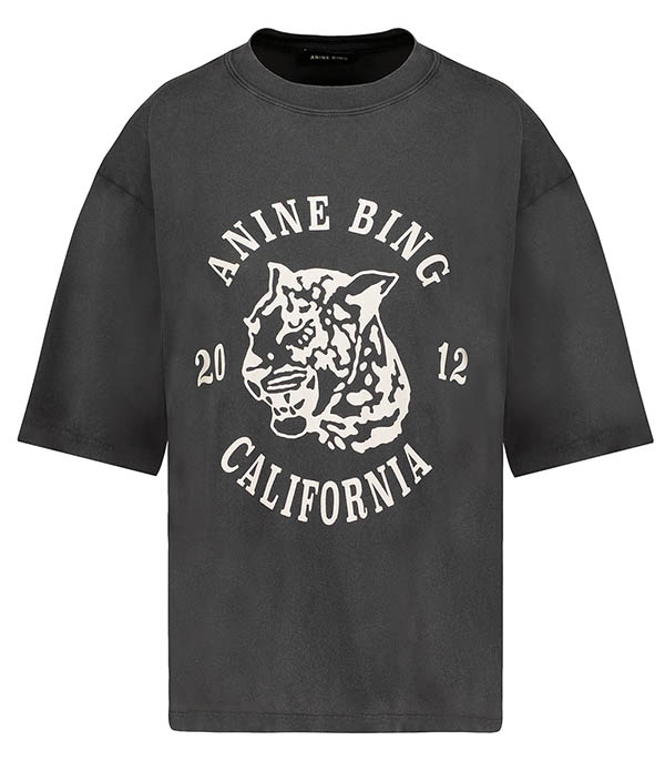 Tee-shirt Avi Collegiate Leopard Washed Charcoal Anine Bing