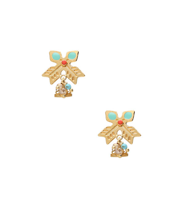 Puce Arrow Enamel Gold Earrings Gas Bijoux