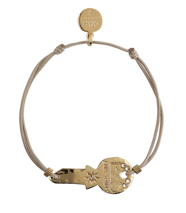 Mini Key Bracelet Link Gold Beige Gas Bijoux