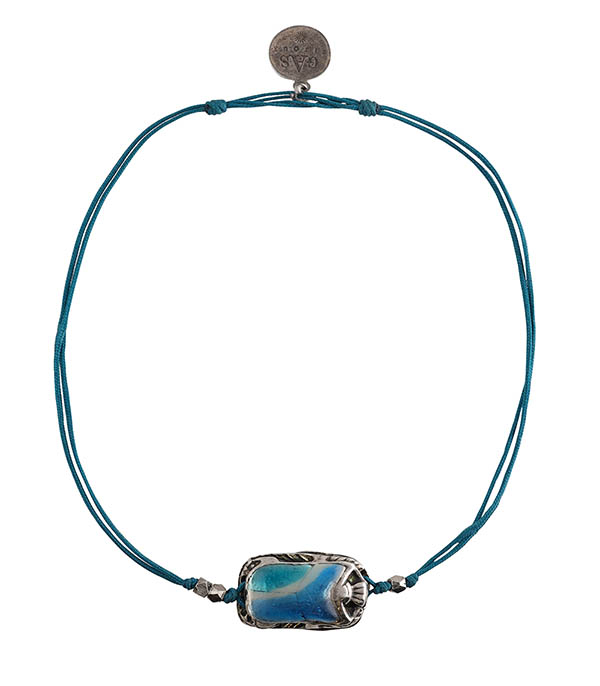 Bracelet Scaramouche Email Argenté Lien Bleu  Gas Bijoux