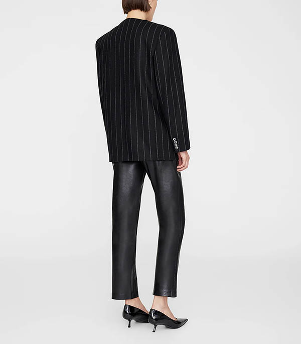 Blazer Maron Dark Grey Pinstripe Anine Bing