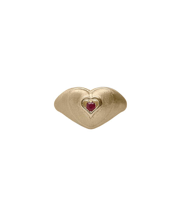 Heart ring in brushed gold Feidt Paris - Size 54