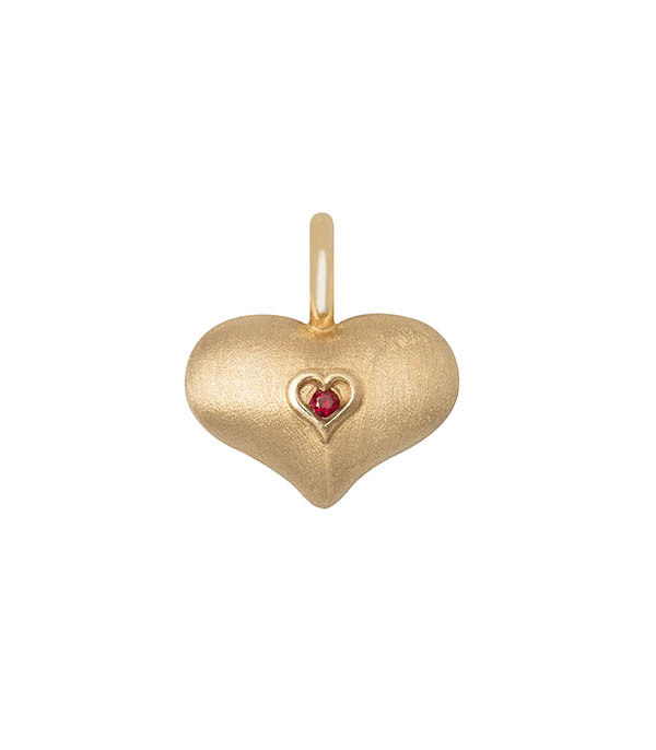 Gold medallion Heart Pavé Ruby Feidt Paris