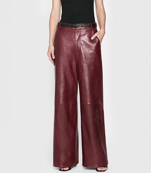 Syrah Red Leather Pants Frame