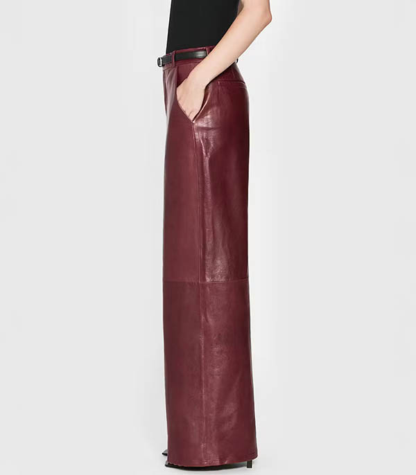 Syrah Red Leather Pants Frame