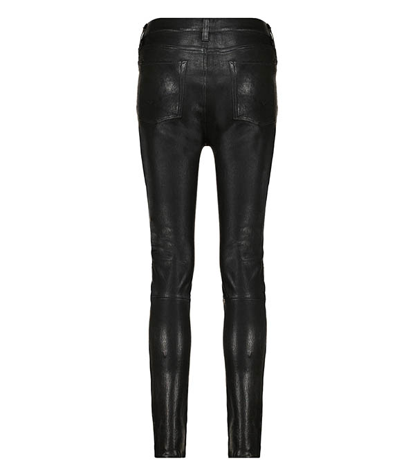 Pantalon en Cuir Barbara High Rise Slim Noir Hudson