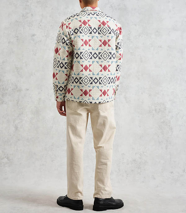 Otto Ecru and Red Men's Overshirt Wax London