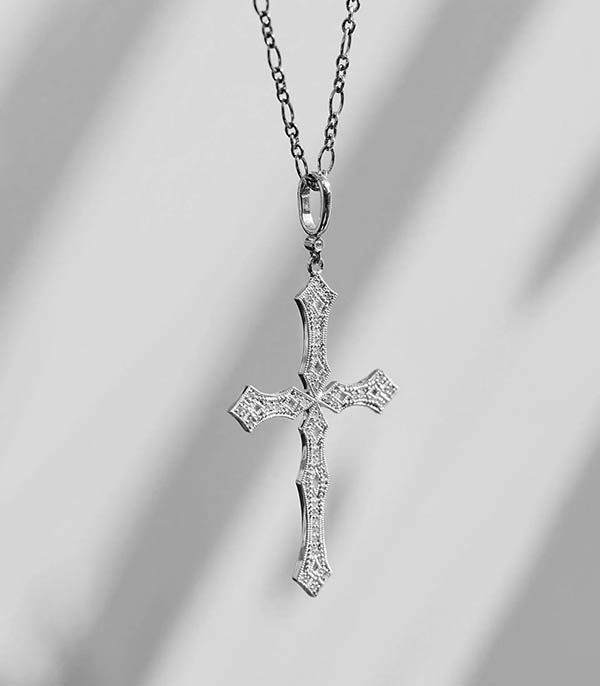 Pendentif Faith Or Blanc et Diamants Stone Paris