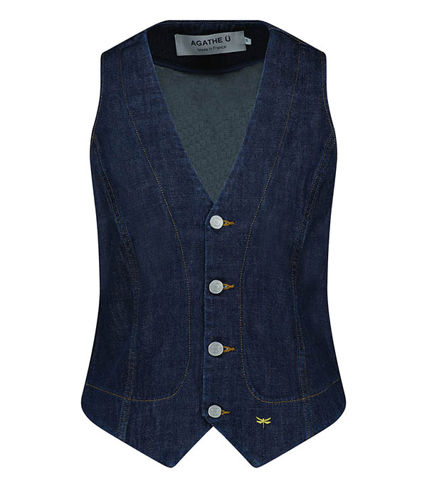 Gilet West Denim Indigo Agathe de la Fontaine - Taille 40