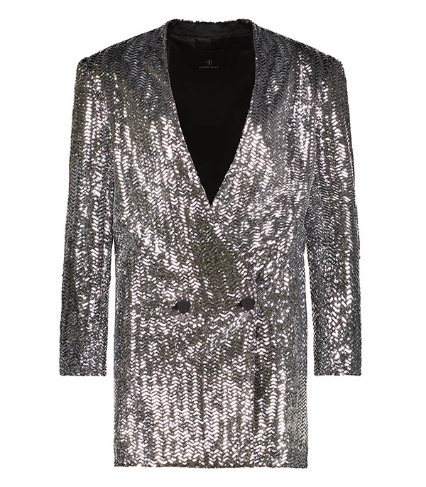 Veneda Silver Sequin Blazer Dress Anine Bing