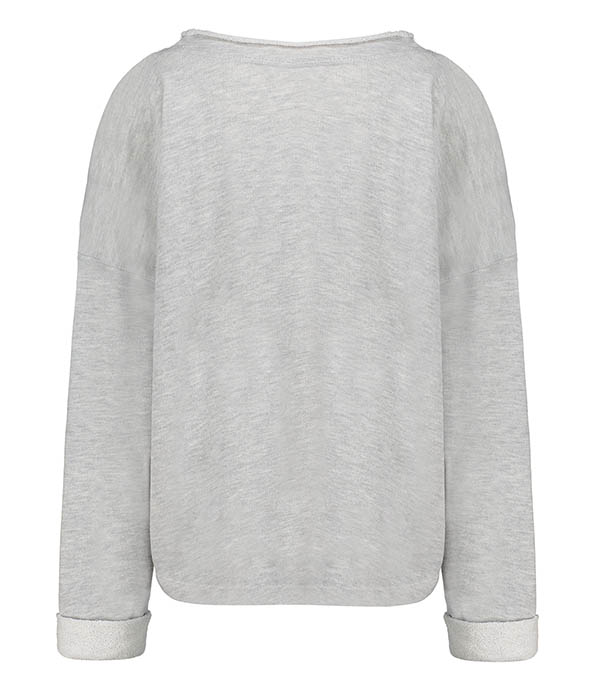 Zofbay Long Sleeve Boat Neck Sweatshirt Heather Grey American Vintage