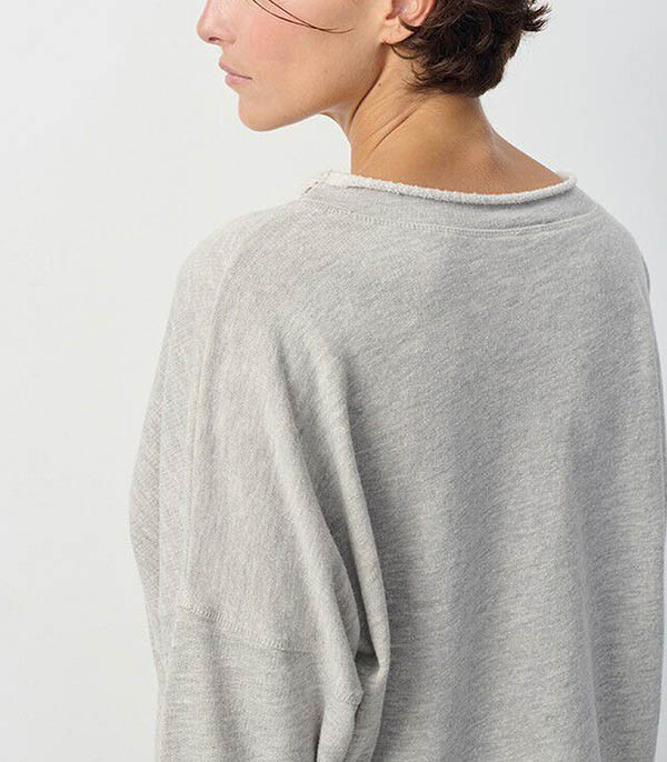 Zofbay Long Sleeve Boat Neck Sweatshirt Heather Grey American Vintage