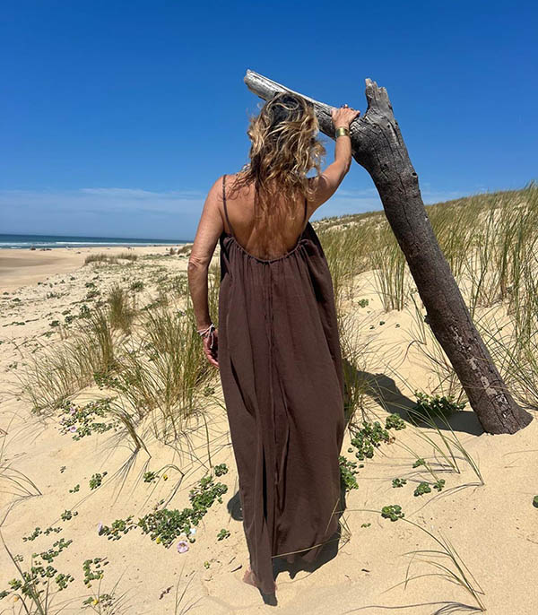 Robe plissée Palm Beach Chocolat Maison Saint Julien