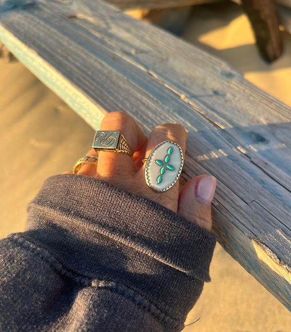 Bague Bowie N°3 Blanc et Turquoise x Jane de Boy Pascale Monvoisin