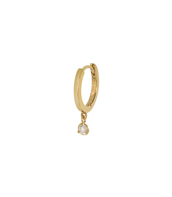 Boucle d'oreille créole or jaune 1 diamant And... Paris