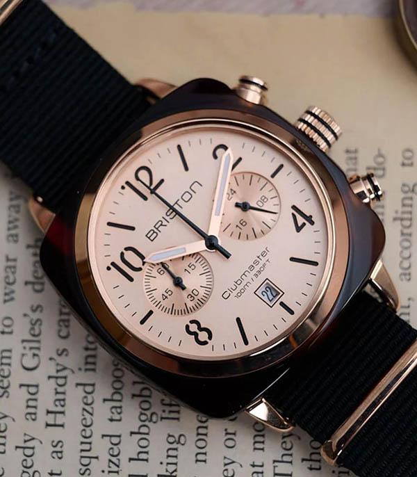 Montre Clubmaster Classic acétate Chrono or rose - Champagne rosé Briston