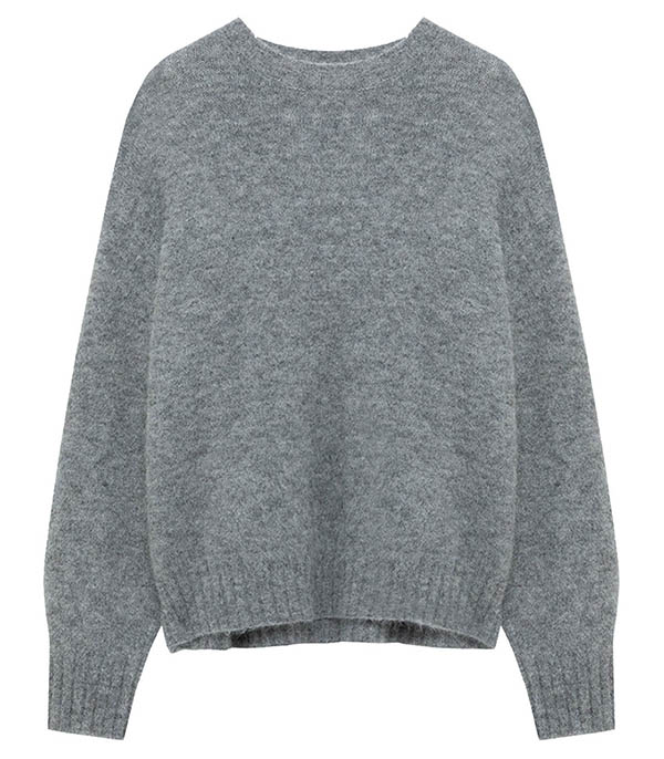 Pull col rond Alpaga gris Amish
