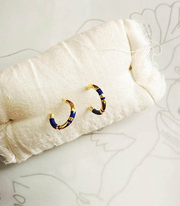 Petites Créoles Positano à rayures Lapis Aurélie Bidermann