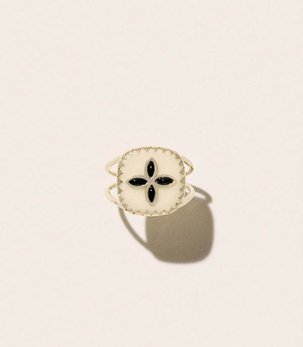 Bague Bowie N°2 Blanc et Onyx Pascale Monvoisin