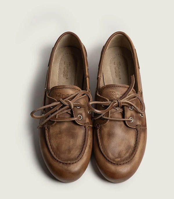 Mocassins Boat en Cuir Brushed Brown Posa