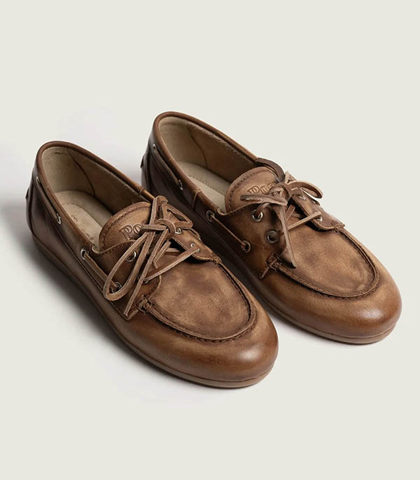 Mocassins Boat en Cuir Brushed Brown Posa
