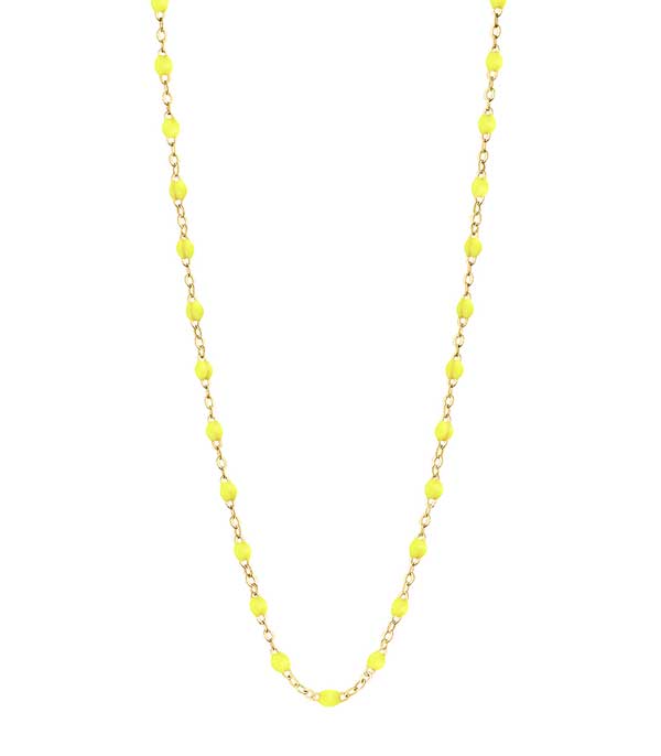 Collier or jaune et perles de résine fluo 42 cm Gigi Clozeau