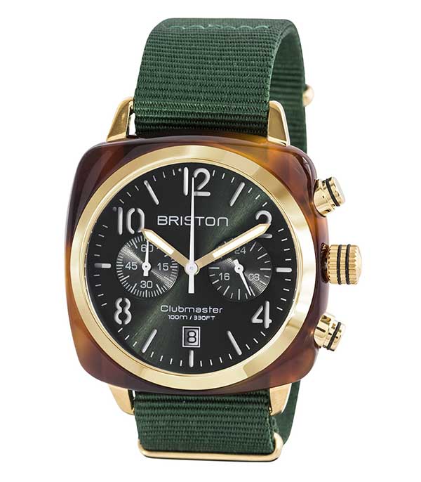 Clubmaster Chronographe Gold - cadran vert anglais soleillé  Briston