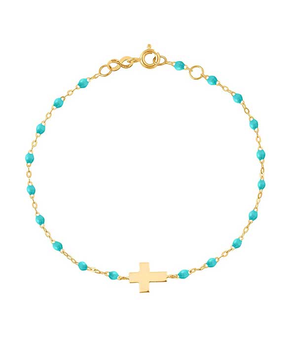 Bracelet Croix or jaune et perles de résine Gigi Clozeau