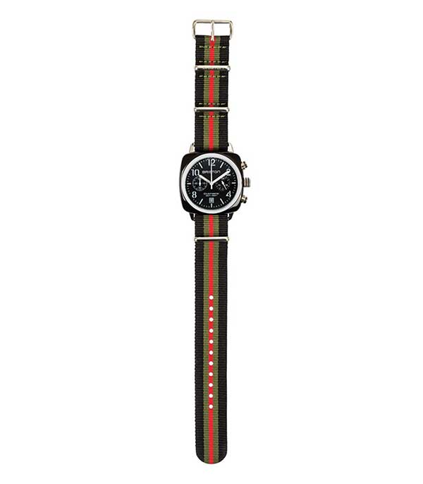 Bracelet de montre NATO - Rayé noir vert rouge 280mm Briston
