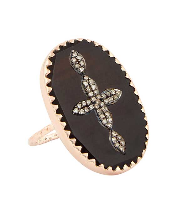 Bowie Ring N°3 Black and Diamonds Pascale Monvoisin
