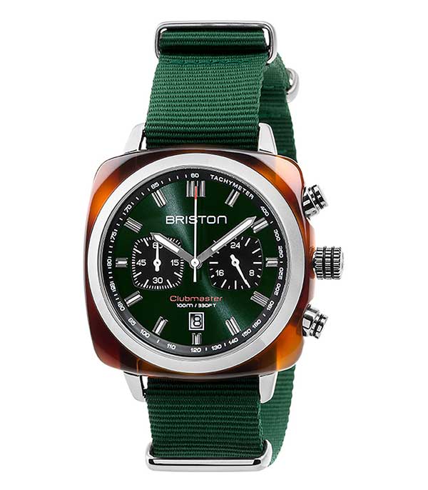Clubmaster Sport Acétate - Chronographe écaille de tortue cadran vert anglais soleillé Briston