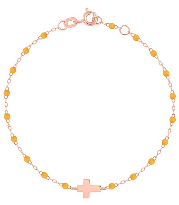 Bracelet Croix or rose et perles de résine Gigi Clozeau