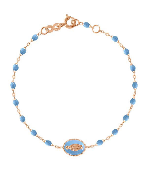 Bracelet Madone émaillée or rose et perles de résine Gigi Clozeau
