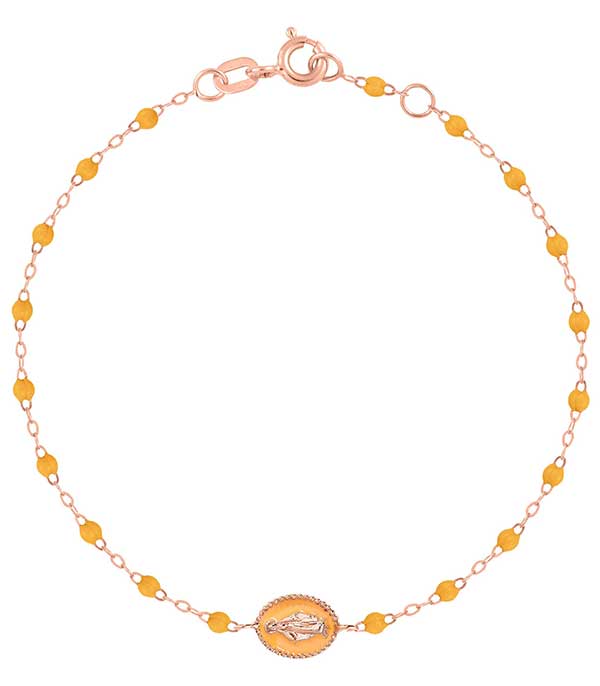 Bracelet Madone émaillée or rose et perles de résine Gigi Clozeau